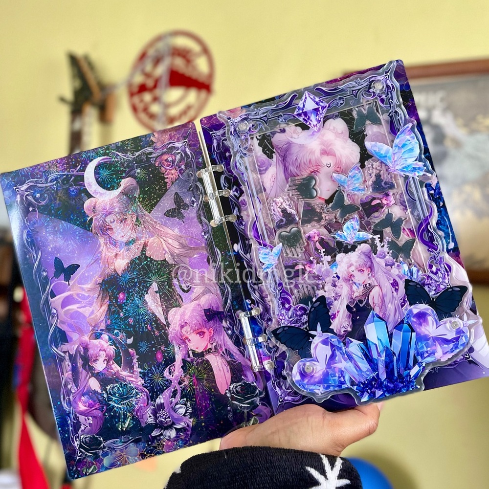 NEW DIY Acrylic Binder Notebook Journal Sailor Moon Diary A5 Shaker Holographic